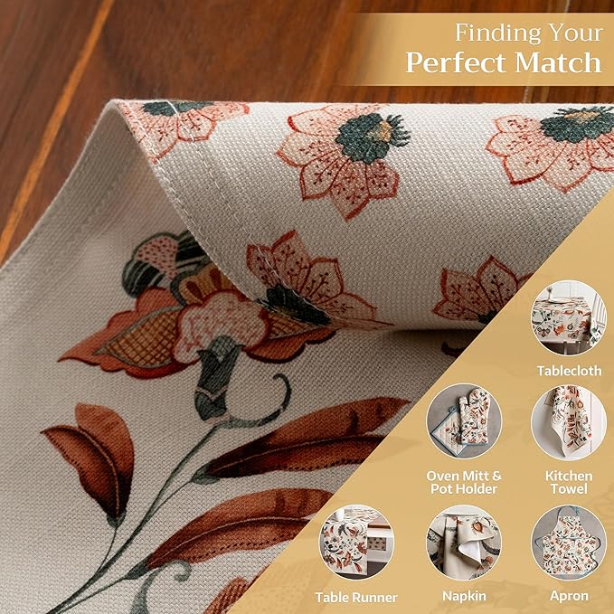 Maison d' Hermine Placemats Set of 4 100% Cotton Washable Cloth Place Mats, Reusable Table Mats for Kitchen Dining Decoration, Party, Wedding, Restaurant (Dalida, 13" x 19")