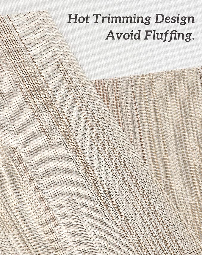 Leetaltree Lightsteel Beige with Yellow Placemats Set of 6 - Heat Resistant Non-Slip Place mats for Dining Table, Washable Durable PVC Vinyl Woven Table Mats (Lightsteel Beige with Yellow, 6)