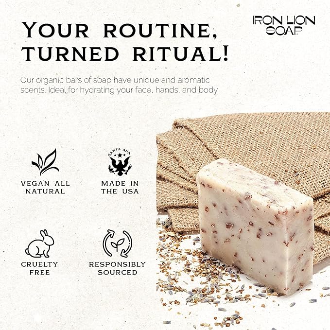 Wildflowers Organic Soap Bar - Made in USA - All Natural Bath Soaps for All Skin Types - Plant Based, Cold Process and Handmade - (3 Pack)