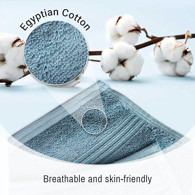 Superior Egyptian Cotton 9-Piece Towel Set, Assorted Towels for Home Bathroom, Guest Bath Decor Essentials, Includes 3 Bath, 3 Hand, 3 Face Towels/Washcloths, Quick Dry, Absorbent - Sapphire