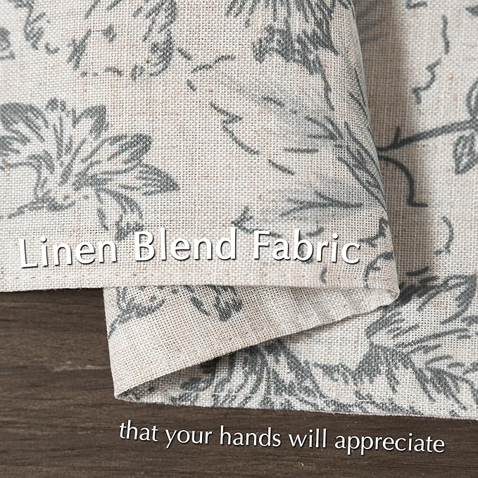 JINCHAN Linen Floral Placemats Set of 4 Farmhouse Cloth Table Mats Holiday Seasonal Rustic for Kitchen Dining Home Decor Washable Tablemats Double Layer Placemats 13x19 Inch Grey