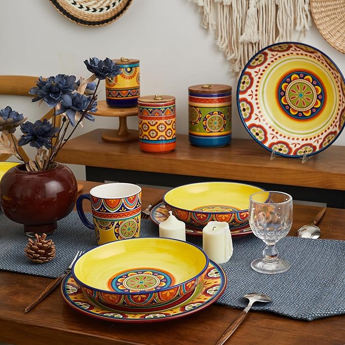 Bico Tunisian Ceramic Mugs, Set of 4, for Coffee, Tea, Drinks, Microwave & Dishwasher Safe