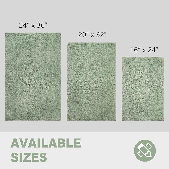 CozeCube Upgraded Shaggy Bath mat for Bathroom Non Slip 36" X 24", Super Soft Quick Dry Bath Rugs, Fluffy Plush Bathroom Rugs Machine Washable, Sage Green