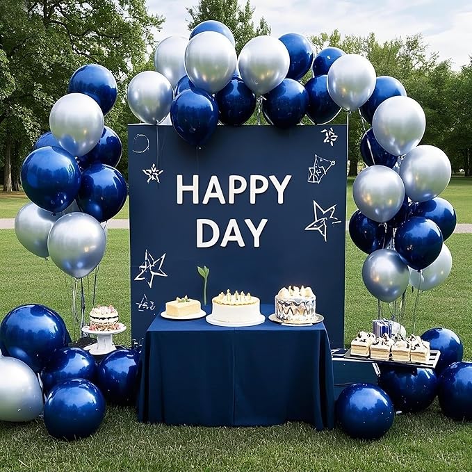 Navy Blue Balloons 145pcs Different Sizes 5in 10in 12in 18in Dark Blue Round Latex Balloon Arch Kit Garland for Graduation Wedding Baby Shower Birthday Party Decoration