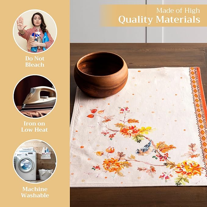 Maison d' Hermine Placemats Set of 4 100% Cotton Washable Cloth Place Mats, Reusable Table Mats for Kitchen Dining Decoration, Party, Wedding, Restaurant (Kelim - Prairie, 13" x 19")