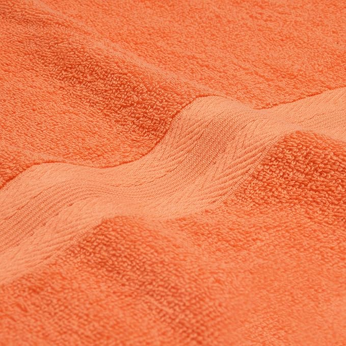 BOUTIQUO 8 Piece Towel Set 100% Ring Spun Cotton, 2 Bath Towels 27x54, 2 Hand Towels 16x28 and 4 Washcloths 13x13 - Ultra Soft Highly Absorbent Machine Washable Hotel Spa Quality - Orange
