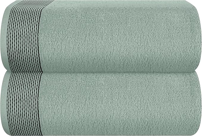 Belizzi Home Cotton 2 Pack Oversized Bath Sheet 35 x 70, Large Bath Sheet, Ultra Absorbent, Compact, Eco-Friendly and 100% Recyclable, Quick Drying and Lightweight Towel - Jade