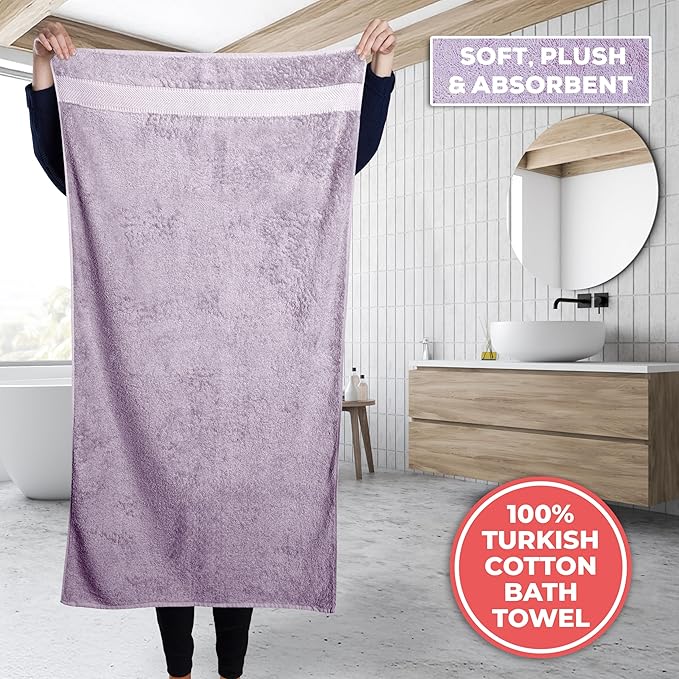 TEXTILOM Bath Towel Set – Hotel and Spa Quality & Soft & Absorbent & Quick Dry Bath Towels for Bathroom – 100% Turkish Cotton Bathroom Towels Set of 4 (27 x 54 inches)- Lilac