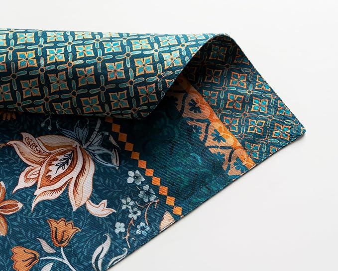 Maison d' Hermine Placemats Set of 4 100% Cotton Washable Cloth Place Mats, Reusable Table Mats for Kitchen Dining Decoration, Party, Wedding, Restaurant (Luxury Loft-Dark Teal, 13" x 19")
