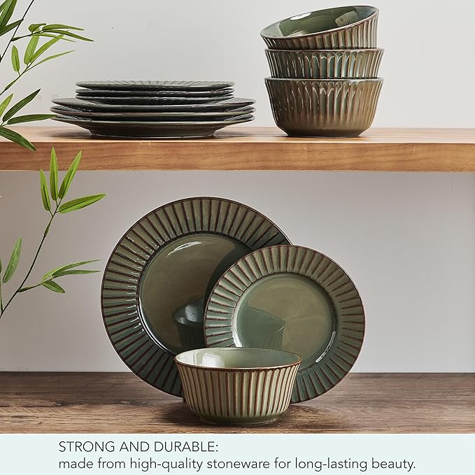 Pfaltzgraff Dannie 12 Piece Dinnerware Set, Service for 4, Gray