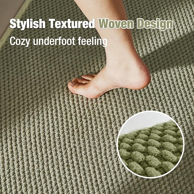 Bathroom Rugs Non Slip Washable, Super Absorbent Thin Bath Mat Small Quick Dry Low Pile Bathroom Rug, Sage 16"x24"