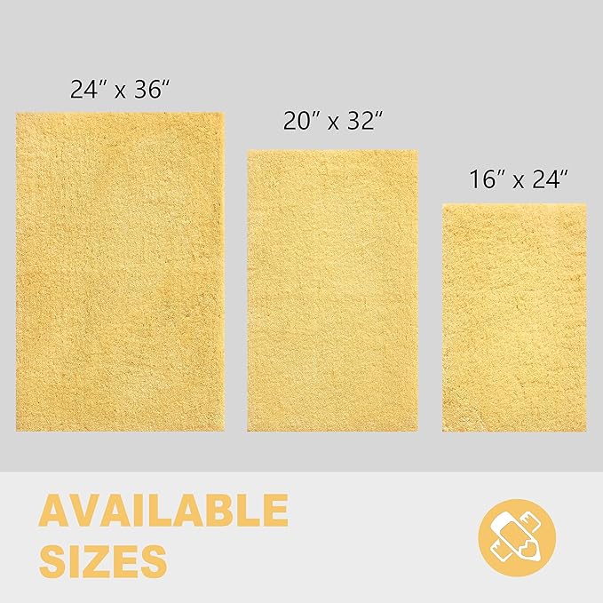 CozeCube Upgraded Shaggy Bath mat for Bathroom Non Slip 20" X 32", Super Soft Quick Dry Bath Rugs, Fluffy Plush Bathroom Rugs Machine Washable, Bright Yellow