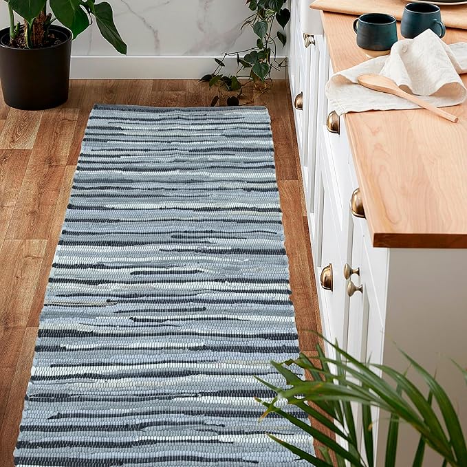 Rug Area Rugs 2x6 Ft Charcoal Cotton Hand Woven for Livingroom Bedroom RagRug Reversible Farmhouse Kitchen Carpet Indoor Large Area Runner Mat for Hallway, Entryway 24x72 Inch