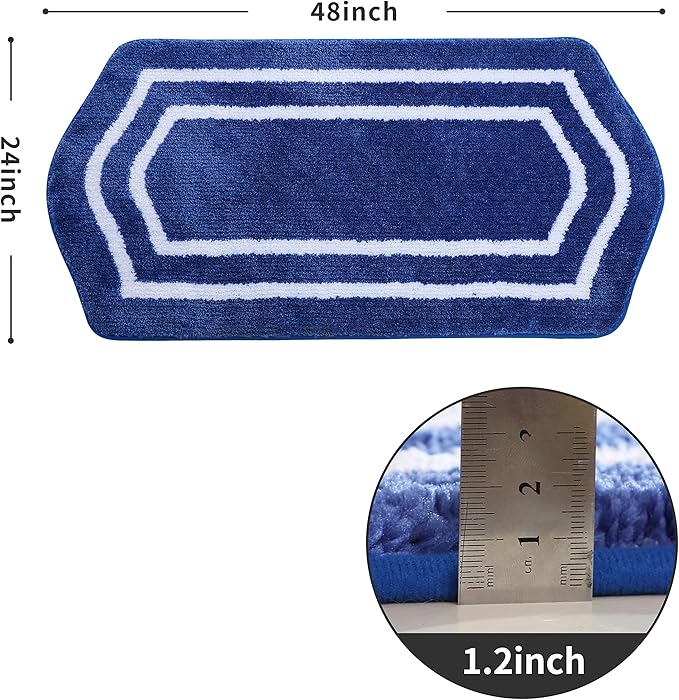 COSY HOMEER Extra Thick Bath Linen Sets Rugs - Anti-Slip Bath Mats Soft Plush 100% Strong Polyester Living Room Bathroom Water Absorbent(Blue,24x48 - Inches)