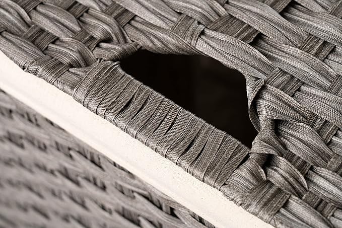 Synthetic Wicker Laundry Hamper Basket With Lid and Liner by Blue Ridge Basket Company (Gray)