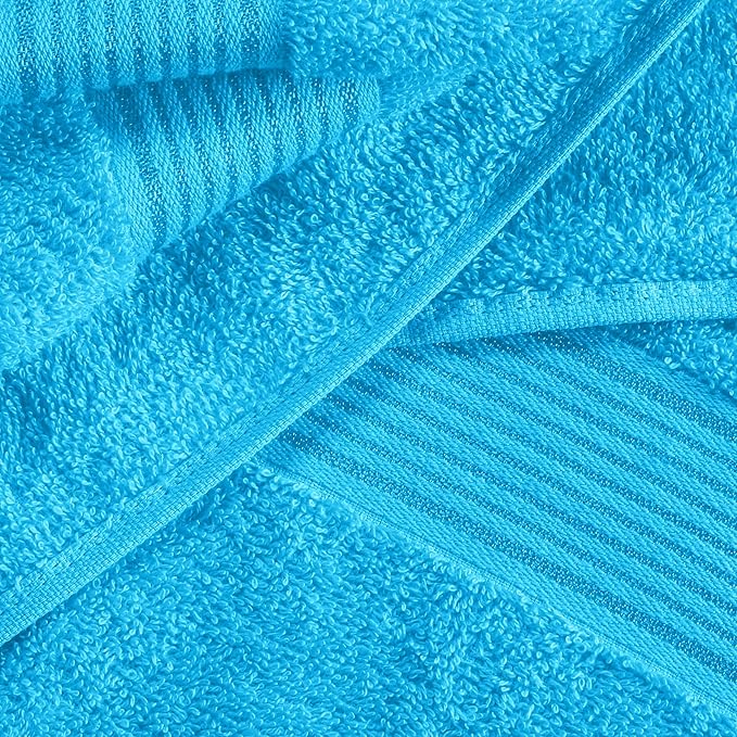 Belizzi Home Ultra Soft 6 Pack Cotton Towel Set, Contains 2 Bath Towels 28x55 inch, 2 Hand Towels 16x24 inch & 2 Wash Coths 12x12 inch, Ideal for Everyday use, Compact & Lightweight - Turquoise Blue