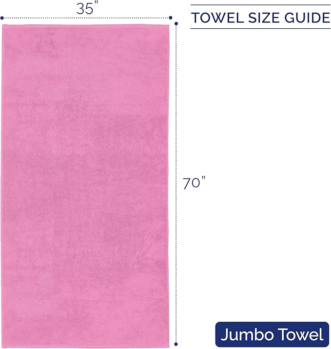 Elegant Comfort Premium Turkish Cotton 1 Piece Jumbo Bath Towel - 35 x 70 inch, Luxurious Hotel Spa Quality 100% Turkish Cotton Large Bath Towel - Highly Absorbent - Soft Bathroom Towel, Light Pink