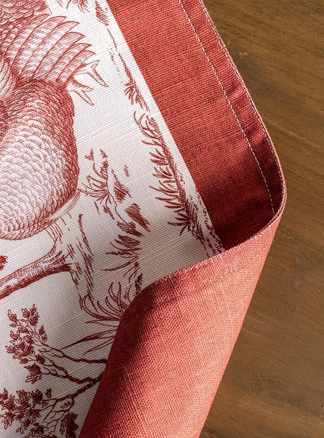 Maison d' Hermine Placemats Set of 4 100% Cotton Washable Cloth Place Mats, Reusable Table Mats for Kitchen Dining Decoration, Party, Wedding, Restaurant (Holy Jouy - Red, 13" x 19")
