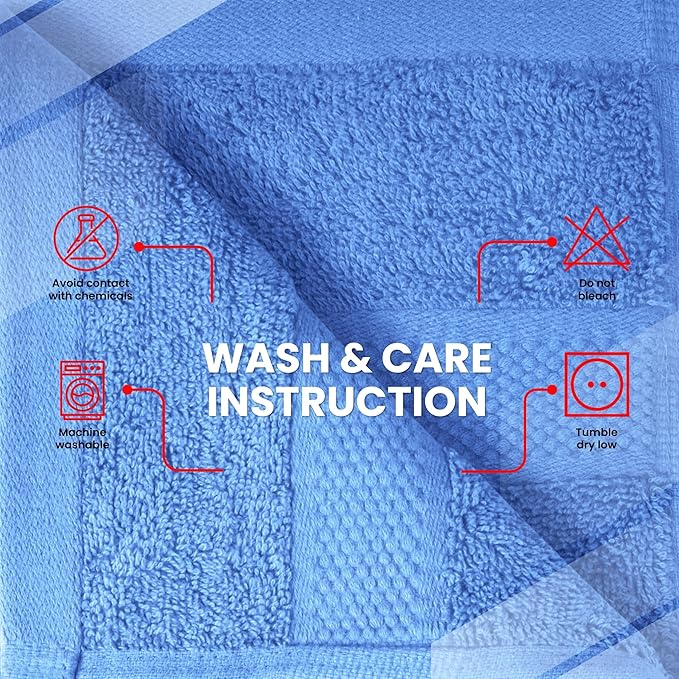 Infinitee Xclusives Premium 100% Cotton Wash Cloths for Showering - Pack of 4, (12x12) Inches - Highly Absorbent, Soft Face Towels, Washcloths Perfect for Bathroom, Hotel, Gym | Eloquent Blue |