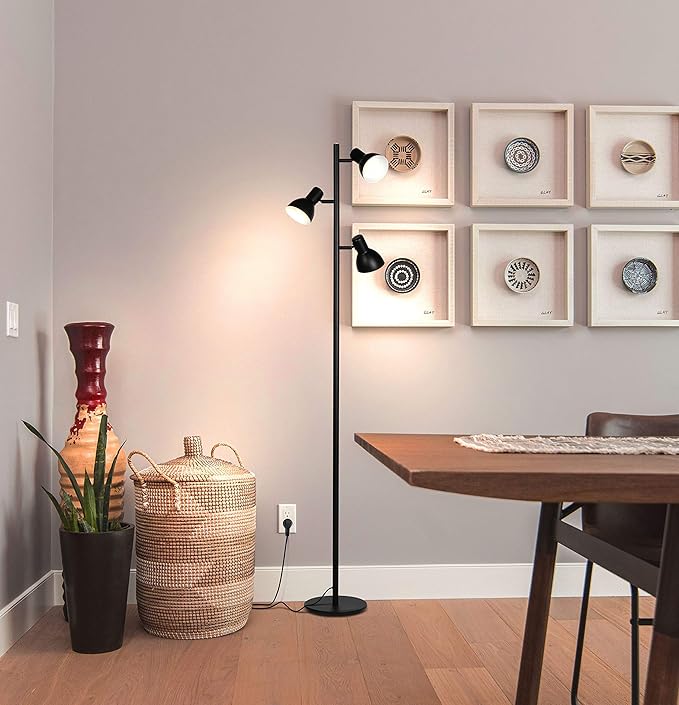 Brightech Ethan Dimmable Floor Lamp for Bedroom Reading & Living Room Decor - Modern LED Tall Tree Lamp for Offices - Black