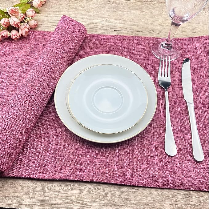 Weabetfu Cloth Placemats Set of 6 Heat Resistant Dining Table Placemmats Cotton Linen Machine Washable Kitchen Table Mats Wrinkle Free Thick Fabric Place Mat,Easy to Clean,13"x19"