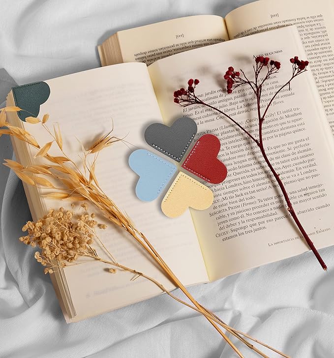 18 PCS Leather Bookmarks for Women with Heart Shape, Cute Corner Bookmark, Book Accessories for Reading Lovers, Book Markers for Women, Bookmarks for Book Lovers by HNQCPCVU (18PCS Heart)