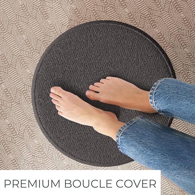 ZICOTO Beautiful Boucle Pouf Ottoman and Foot Rest - Elevate Your Living Room Decor with Lightweight Comfort and Charm - A Round Modern Foam Filled Foot Stool Perfect to Rest Your Feet