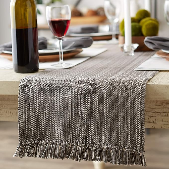 DII Variegated Tabletop Collection, Table Runner3x108, Gray