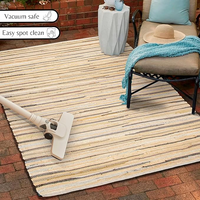 Rug Area Rugs Cotton Linen 3x5 Ft Multicolour Chindi for Livingroom Bedroom Washable RagRug Reversible Farmhouse Kitchen RunnerRug Carpet Area Runner Mat for Hallway, Entryway