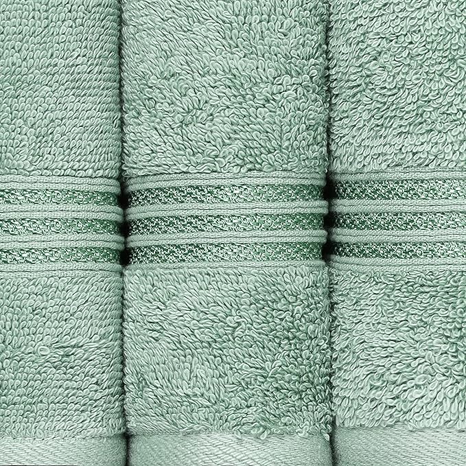 Superior Egyptian Cotton 8-Piece Towel Set, Assorted Towels for Home Bathroom, Guest Bath Decor Essentials, Includes 2 Bath, 4 Hand, 2 Face Towels/Washcloths, Quick Dry, Absorbent, Sage