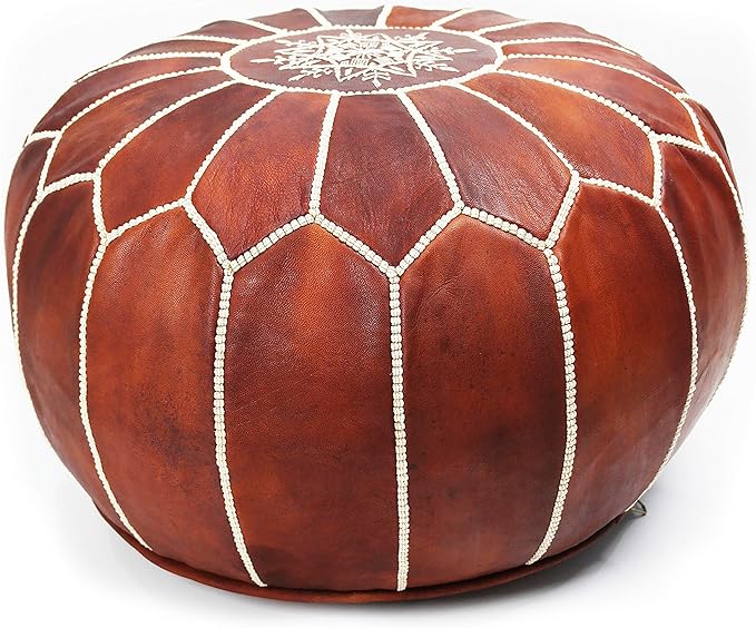 MARRAKESH STYLE Amazing & Beautiful, Original poufs Moroccan Leather Pouf, Natural Leather poufs, Home Gifts, Wedding Gifts, Unstuffed (Dark Brown)