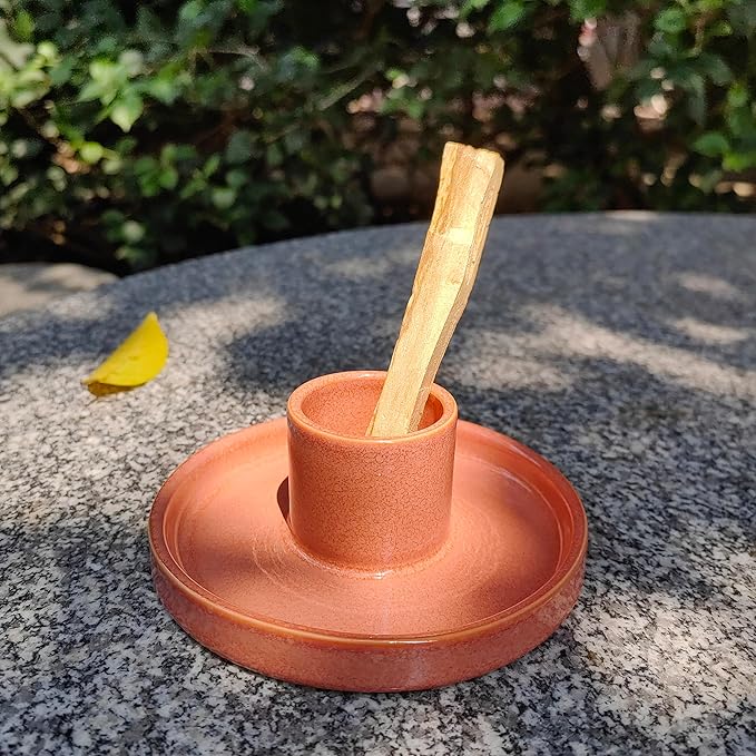 Palo Santo Holder, Ceramic Incense Burner for Palo Santo Stick, Scent Wood Stand and Ash Catcher (Red)