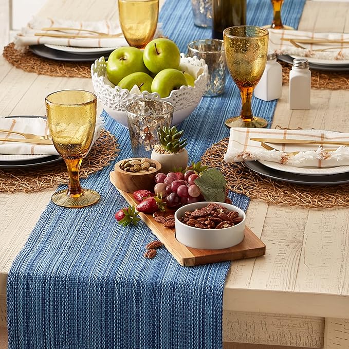 DII Variegated Tabletop Collection, Table Runner, 13x108, Nautical Blue