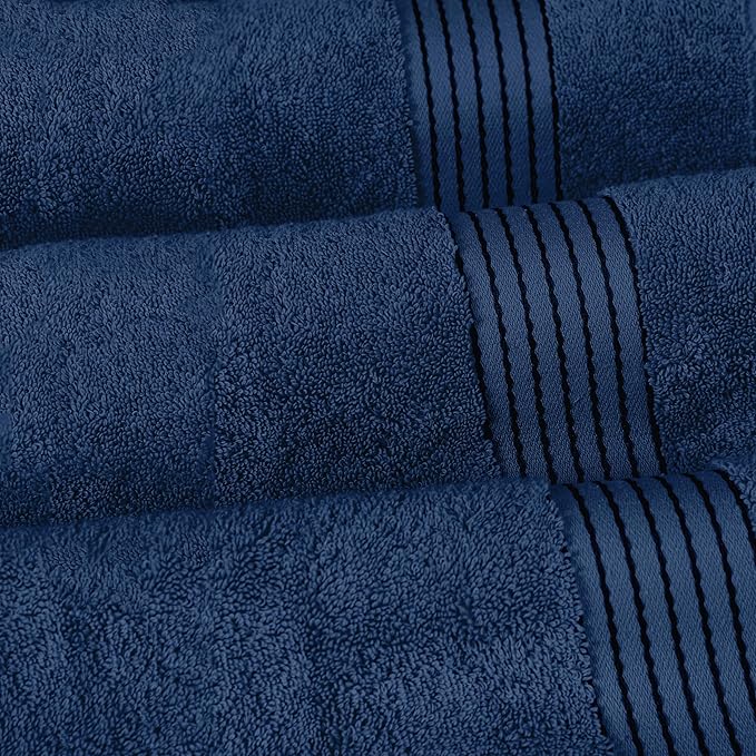 Elegant Comfort Premium Turkish Cotton 2 Pack Bath Towel Set - 27 x 54 inch, Luxurious Hotel Spa Quality 100% Turkish Cotton 2PC Bath Towel Set - Highly Absorbent - Soft Bathroom Towels, Navy Blue