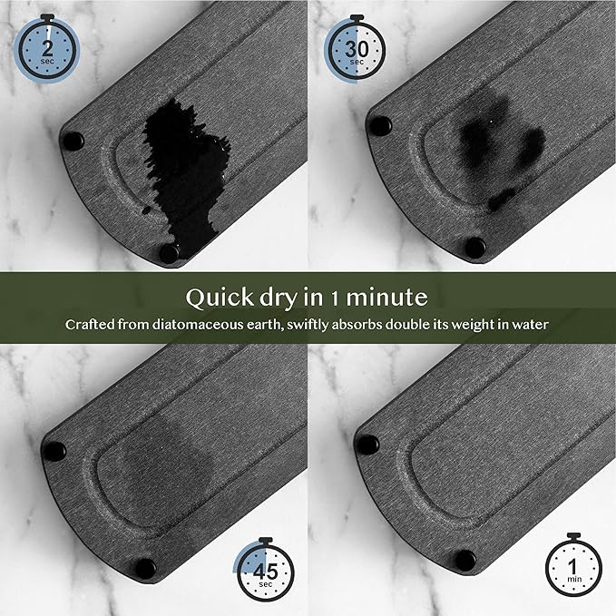 2PCS Instant Dry Sink Caddy Organizer, Fast Drying Sponge and Soap Dispenser Holder for Kitchen and Bathroom Countertop, Stainless Steel Feet, and Non Slip Bottom Dark Gray