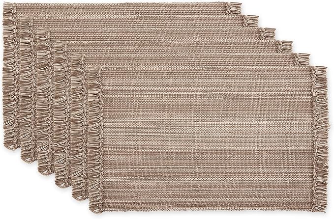 DII Variegated Tabletop Collection, Placemat Set, 13x19, Mushroom, 6 Piece
