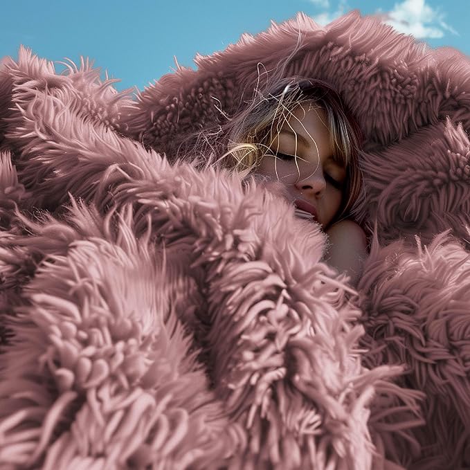Bedsure Fluffy Dusty Pink Throw Blanket Gifts for Women, Girls, Soft Fleece Cozy Fuzzy Sherpa Plush Warm Minky Thick Faux Fur Throws for Couch, Dark Pink Decor House Blanket Gifts for Her, 50x60