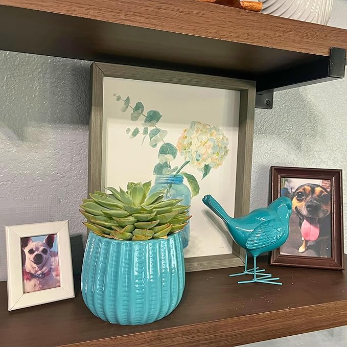 Admired By Nature 4" Ceramic Flower Planter, Ceramic Pot Planter, Indoor Ceramic Bowl, Houseplant Ceramic Pot, Decorative Planter for Indoor Plant Succulent Plant Home Décor, Lightweight, Teal