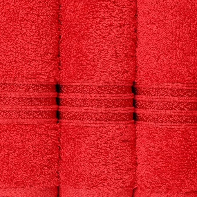 Superior Egyptian Cotton Hand Towel Set, Small Towels for Home Bathroom, Master, Guest Bath, Decor Essentials, Quick Dry, Absorbent, Kitchen, Spa, Hotel, Resort, Adult, Kids, Set of 8, Red