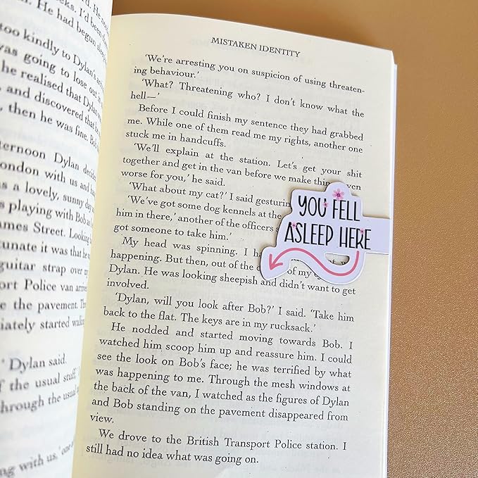 2 Pcs Water-Resistant Magnetic Bookmarks for Book Lovers, Bookworm, Page Markers for Students Teachers Reading (You Fell Asleep Here & You were Right Here)