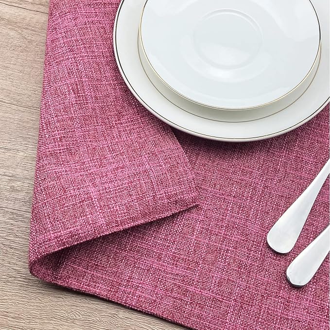 Weabetfu Cloth Placemats Set of 6 Heat Resistant Dining Table Placemmats Cotton Linen Machine Washable Kitchen Table Mats Wrinkle Free Thick Fabric Place Mat,Easy to Clean,13"x19"
