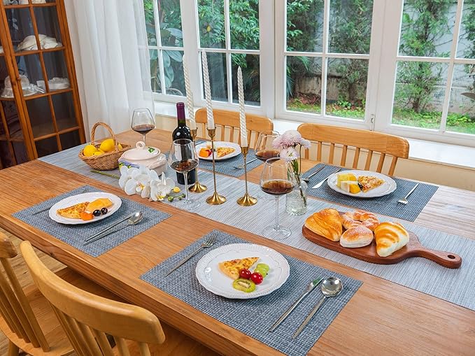 Zupro Placemats Set of 4 for Kitchen Dining Table Washable Braided Table Mats Heat-Resistant Placemats Non-Slip Woven PVC Vinyl Place Mats for Everyday use or Holidays Dinner BBQs 18"x12"(Grey