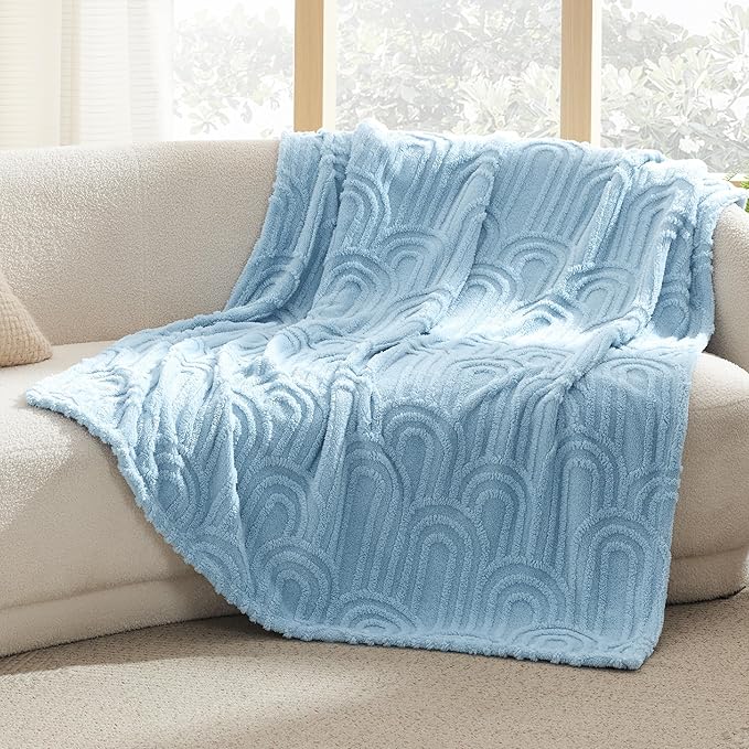 Bedsure Blue Throw Blanket for Couch - Super Soft & Cozy Summer Blankets for Women, Fluffy Fleece Throw for Girls, for Women, Ideal for Room, Home & Bedroom Decor, 50x60 Inches