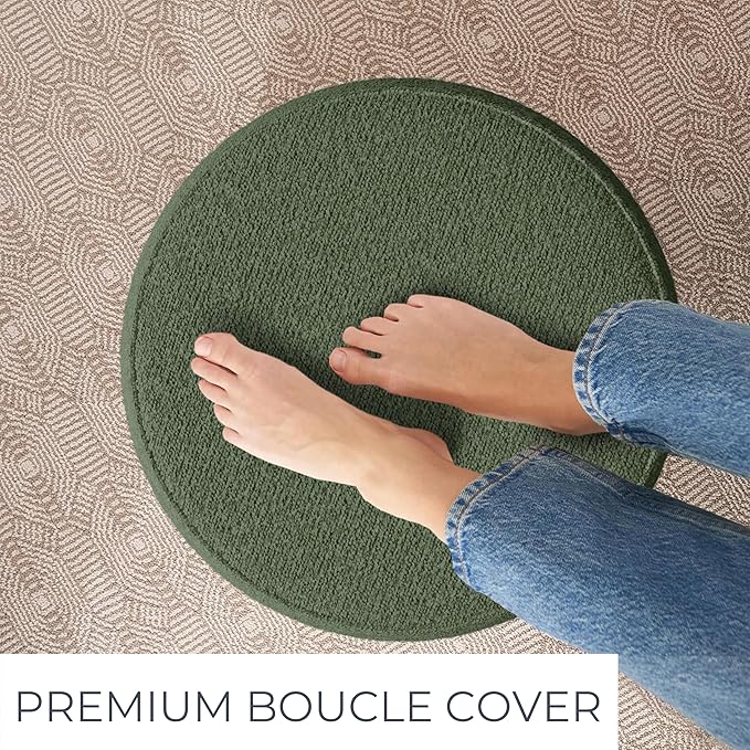 ZICOTO Beautiful Boucle Pouf Ottoman and Foot Rest - Elevate Your Living Room Decor with Lightweight Comfort and Charm - A Round Modern Foam Filled Foot Stool Perfect to Rest Your Feet