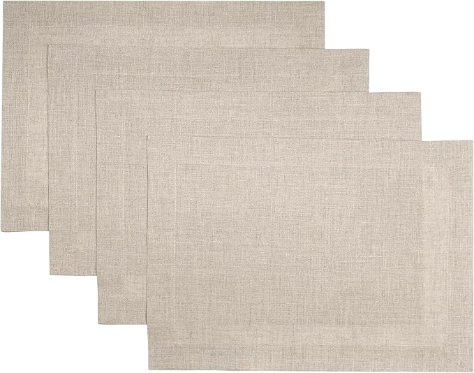 D'Moksha Homes Linen Natural Placemats Set of 4-100% Pure Linen Placemats 14 x 19 Inch for Summer - Handcrafted and Machine Washable