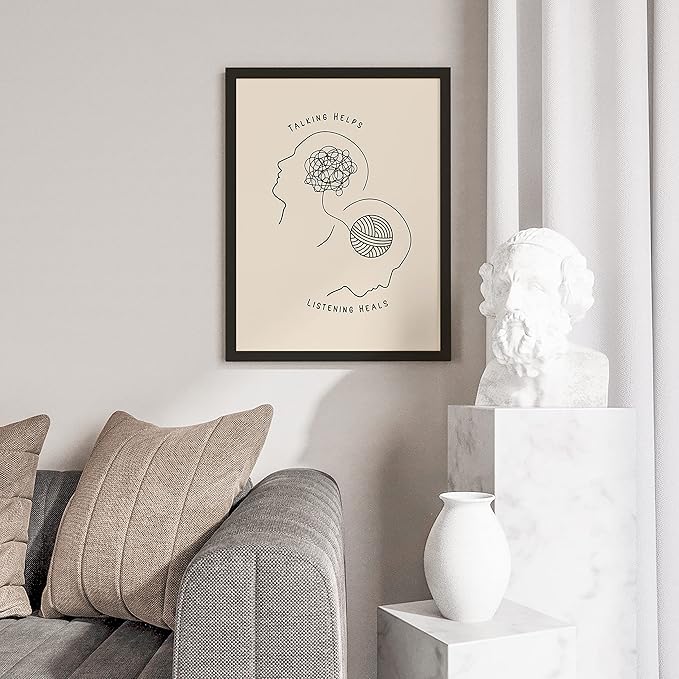 EXCOOL CLUB Therapy Office Decor Mental Health Posters - 12x16 Counseling Wall Art for Therapist Office, Boho Talking Helps Poster for School Counselors, Psychology Decor (UNFRAMED)