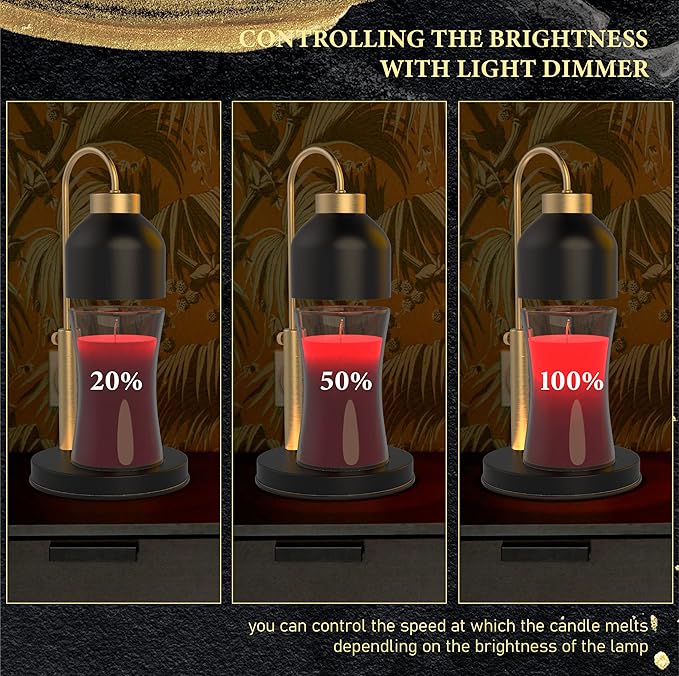 Candle Warmer Lamp, with 2 Bulbs,Timer & Dimmer,Compatible with Large Yankee Candle Jars,3 Wick Candles,Height Adjustable Electric Top Candle Melter,110-120v
