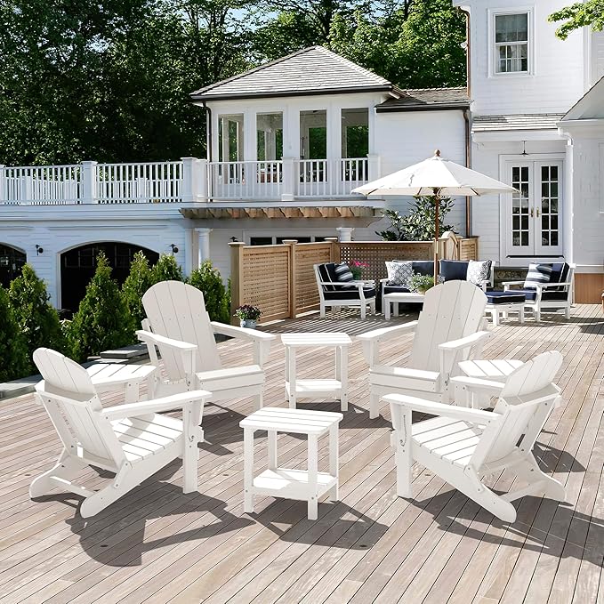 SERWALL Double Adirondack Side Table Set of 6, End Table- White
