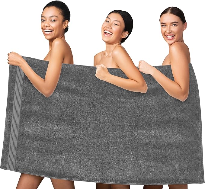 Elegant Comfort Premium Turkish Cotton 1 Piece Jumbo Bath Towel - 35 x 70 inch, Luxurious Hotel Spa Quality 100% Turkish Cotton Large Bath Towel - Highly Absorbent - Soft Bathroom Towel, Gray