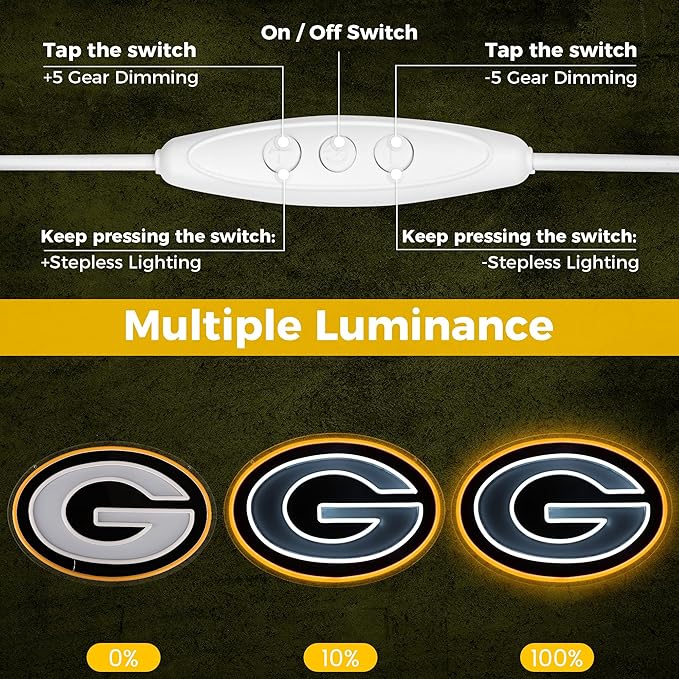Football Team Neon Sign, Cool Light Up Dimmable Football Team Logo Hanging Led Neon Sign for Wall Decor, Man Cave, Garage, Party, Bar, Game Room Deco, Birthday Gift for Football Fans